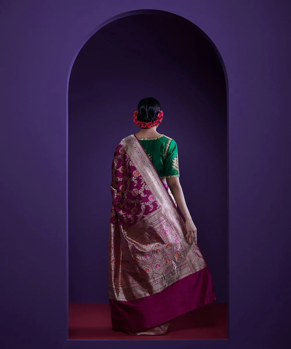 Handloom_Red_Pure_Chanderi_Silk_Saree_With_Nakshi_Border_WeaverStory_03