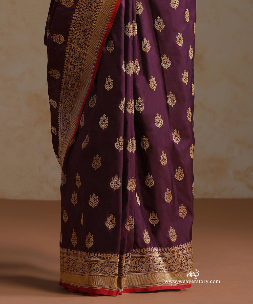 Dark_Purple_Handloom_Pure_Katan_Silk_Banarasi_Saree_With_Cutwork_Booti_WeaverStory_04