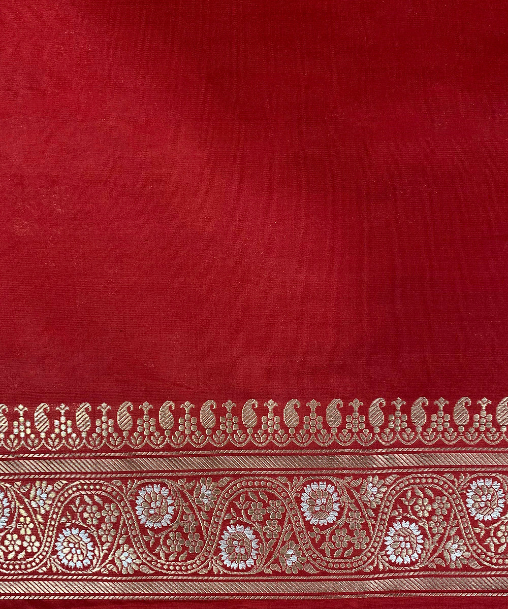 Maroon Handloom Pure Katan Silk Banarasi Saree With Aada Sona Rupa Jaal