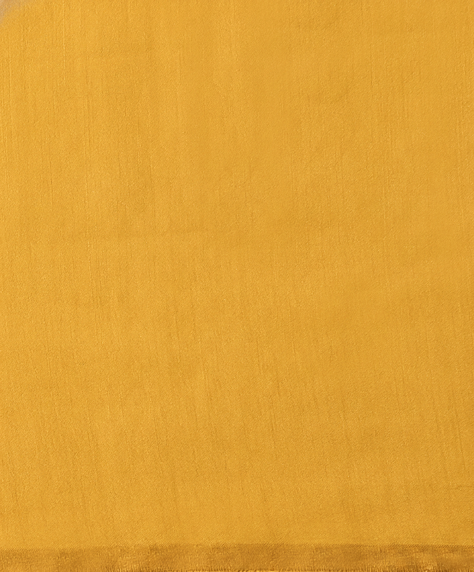 Handloom Yellow Katan Silk Banarasi Saree With Horizontal Stripes