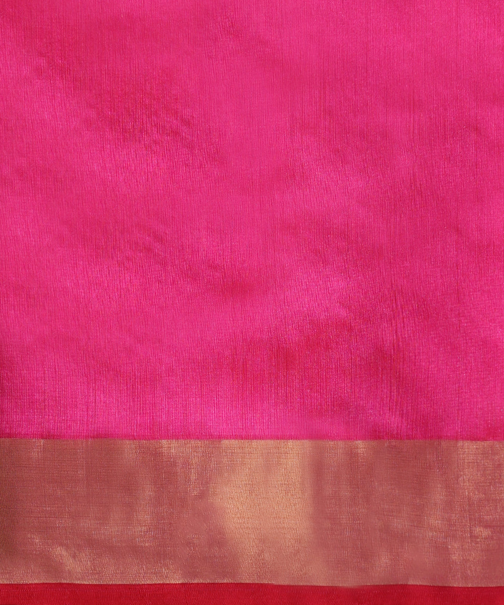 Rani_Pink_Handloom_Pure_Chanderi_Silk_Saree_With_All_Over_Sona_Rupa_Meena_Jaal_And_Tissue_Border_WeaverStory05
