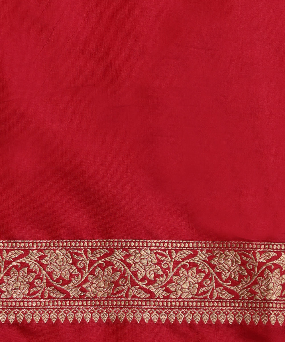 Handloom Red Pure Katan Silk Banarasi Saree With Meena Booti