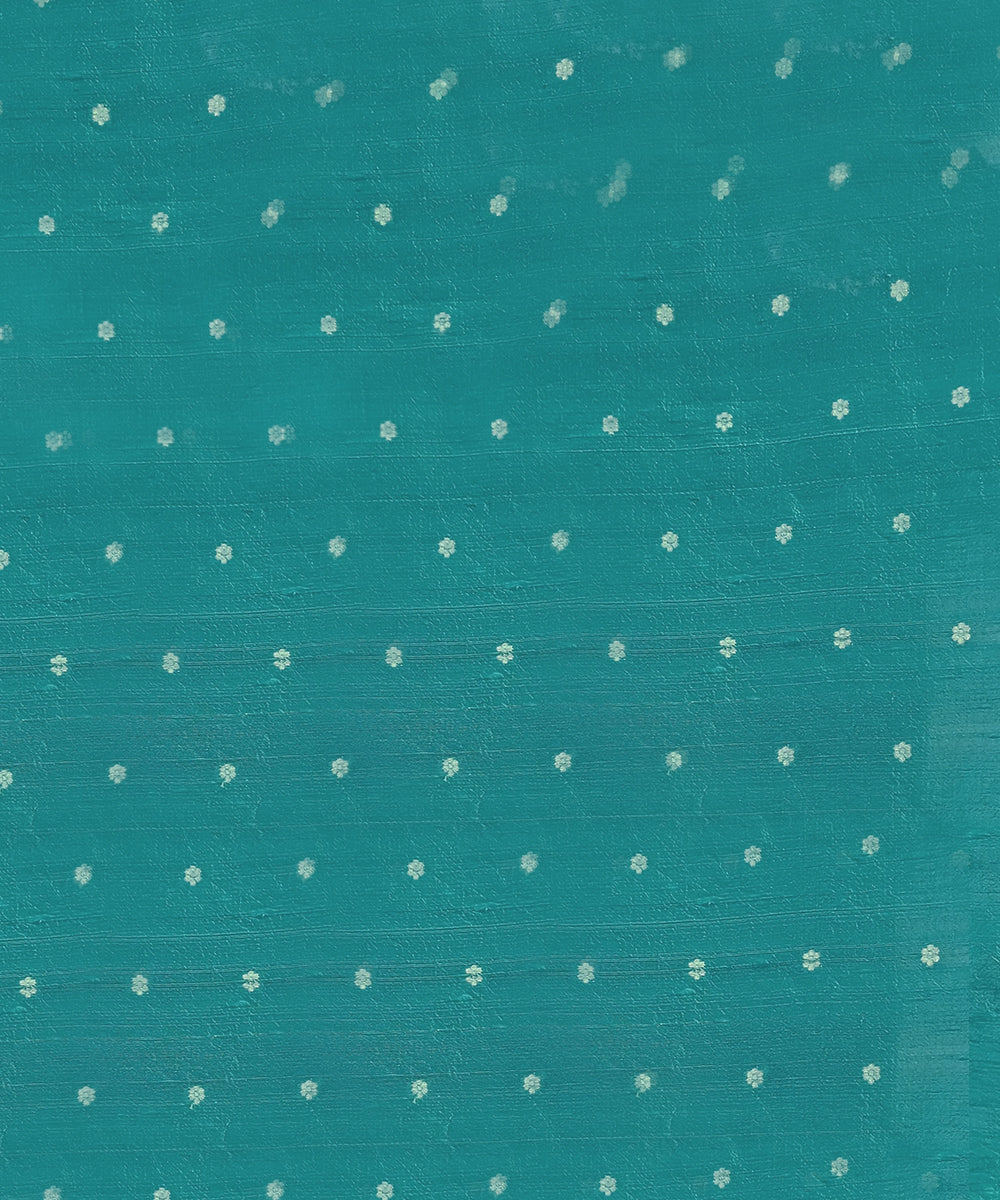 Teal Green Handloom Pure Tussar Georgette Banarasi Saree With Meenakari And Border