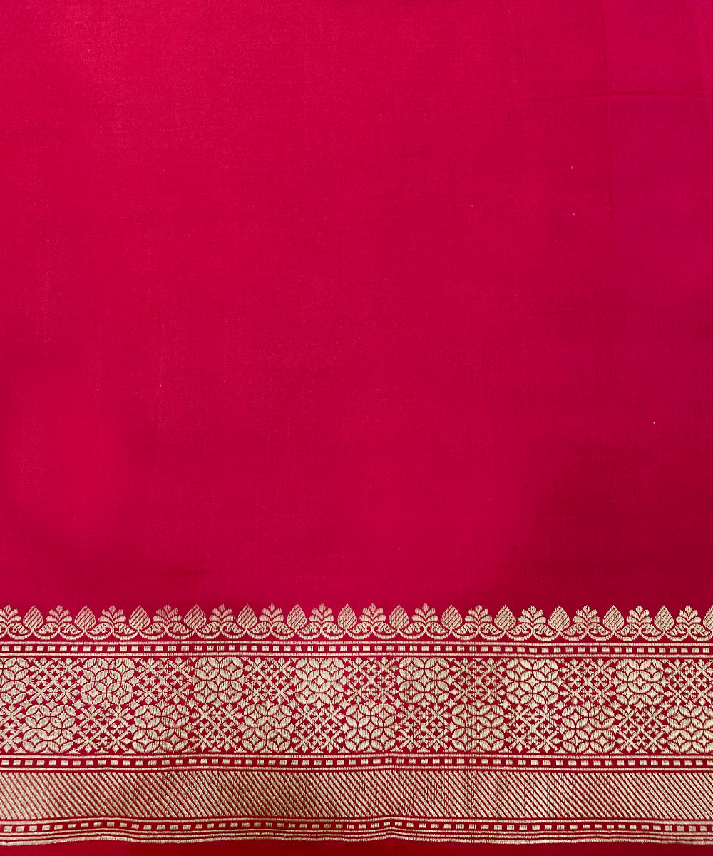 Rani Pink Handloom Pure Katan Silk Banarasi Saree With Meenakari Floral Jaal