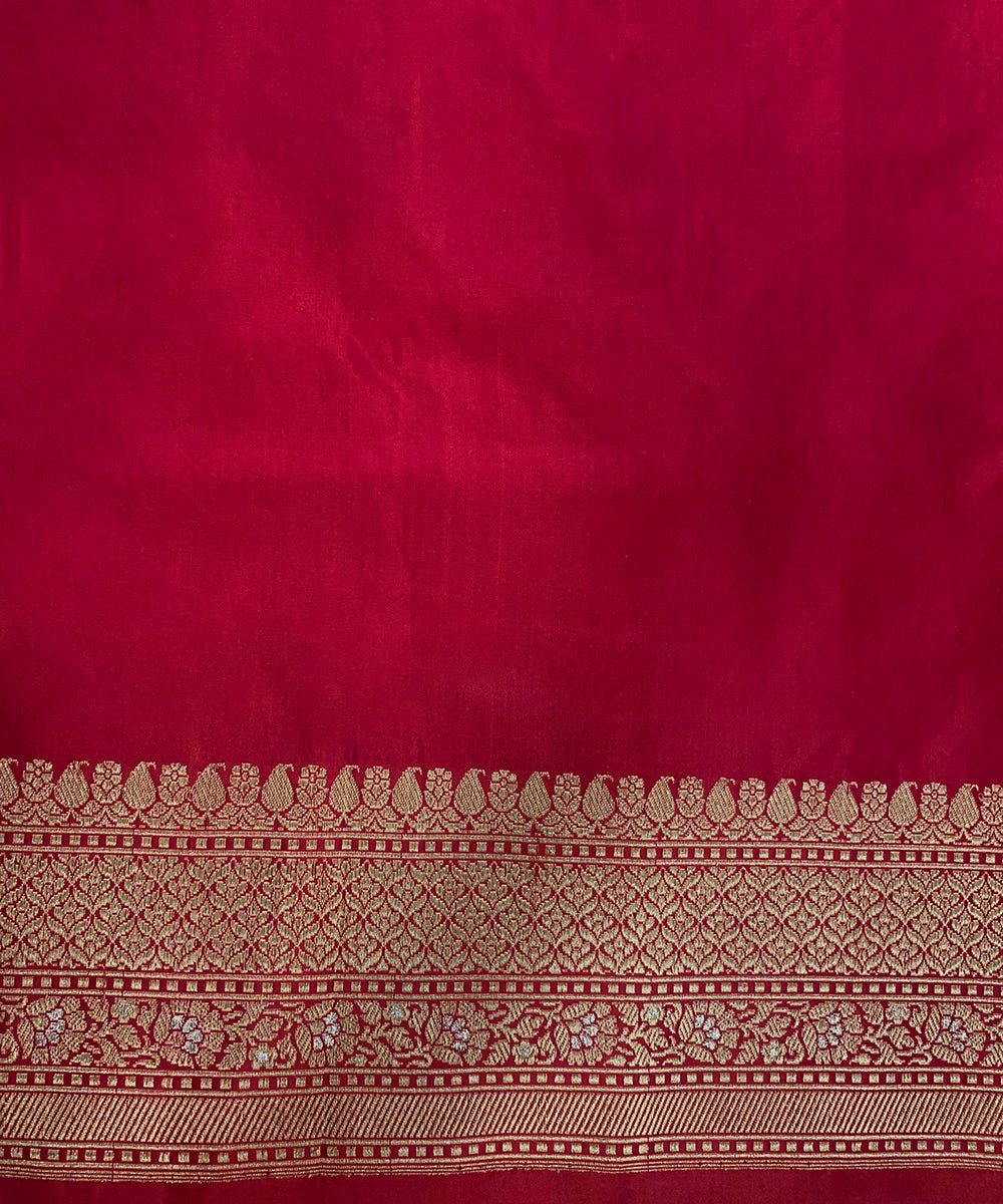 Rani Pink Handloom Pure Katan Silk Banarasi Saree With Meenakari Floral Motifs