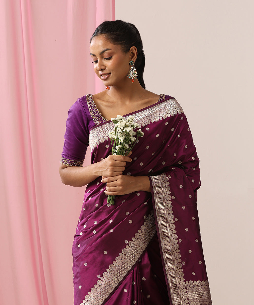 Purple_Handloom_Pure_Katan_Silk_Banarasi_Saree_With_Kadhwa_Border_WeaverStory_01