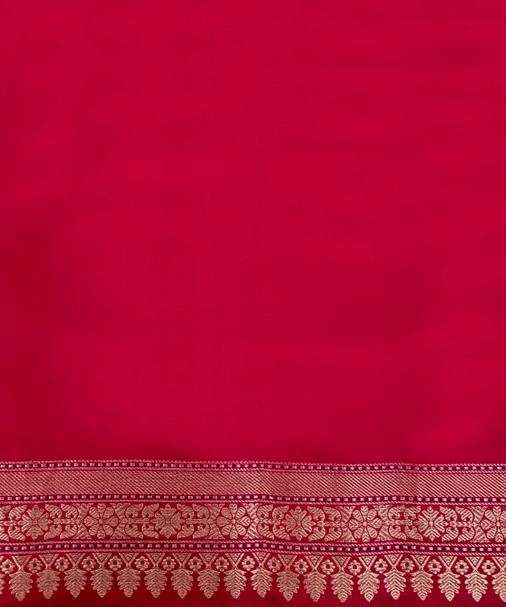 Rani Pink Pure Katan Silk Banarasi Saree With Zari Kadhwa Jaal