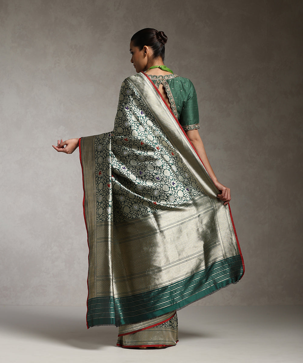 Green_Handloom_Pure_Katan_Silk_Kimkhab_Banarasi_Saree_With_Red_Selvedge_And_Meenakari_WeaverStory_03