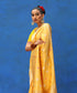 Yellow Handloom Pure Katan Silk Kimkhab Banarasi Saree With Meenakari