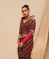 Handloom_Coke_Brown_Pure_Satin_Silk_Banarasi_Saree_With_Diagonal_Stripes_WeaverStory_01