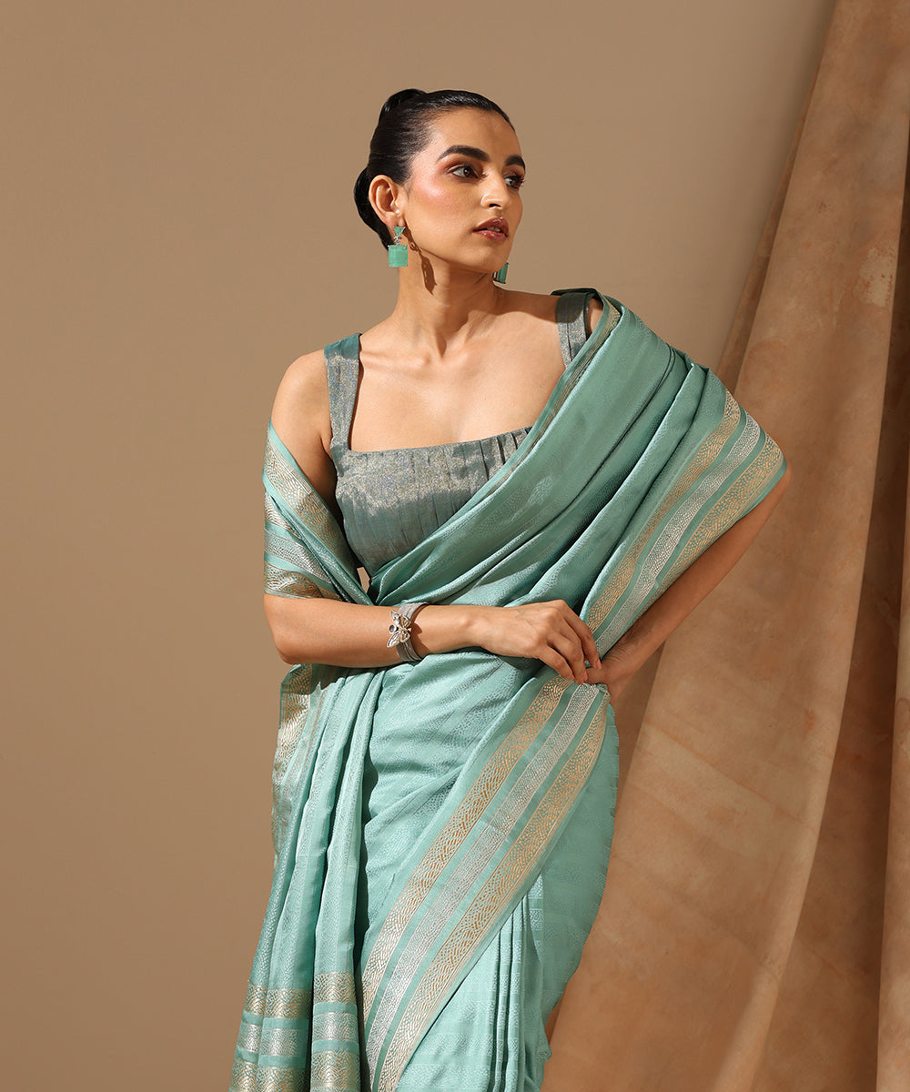 Handloom_Sage_Green_Pure_Satin_Silk_Tanchoi_Banarasi_Saree_With_Zari_Border_WeaverStory_01