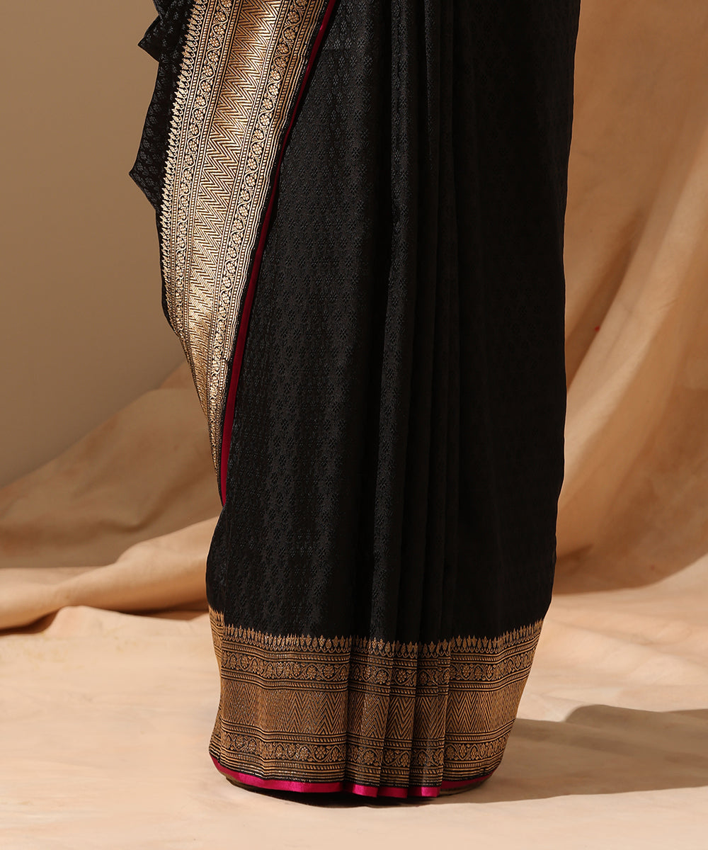 Black_Pure_Satin_Silk_Handloom_Tanchoi_Banarasi_Saree_With_Gold_Zari_Border_WeaverStory_04