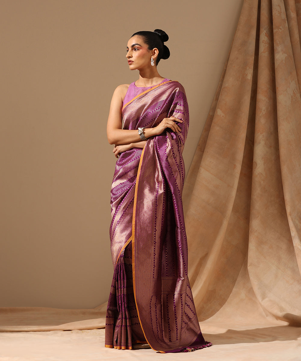 Handloom_Purple_Pure_Katan_Silk_Zari_Tanchoi_Banarasi_Saree_With_Contemporary_Design_WeaverStory_02