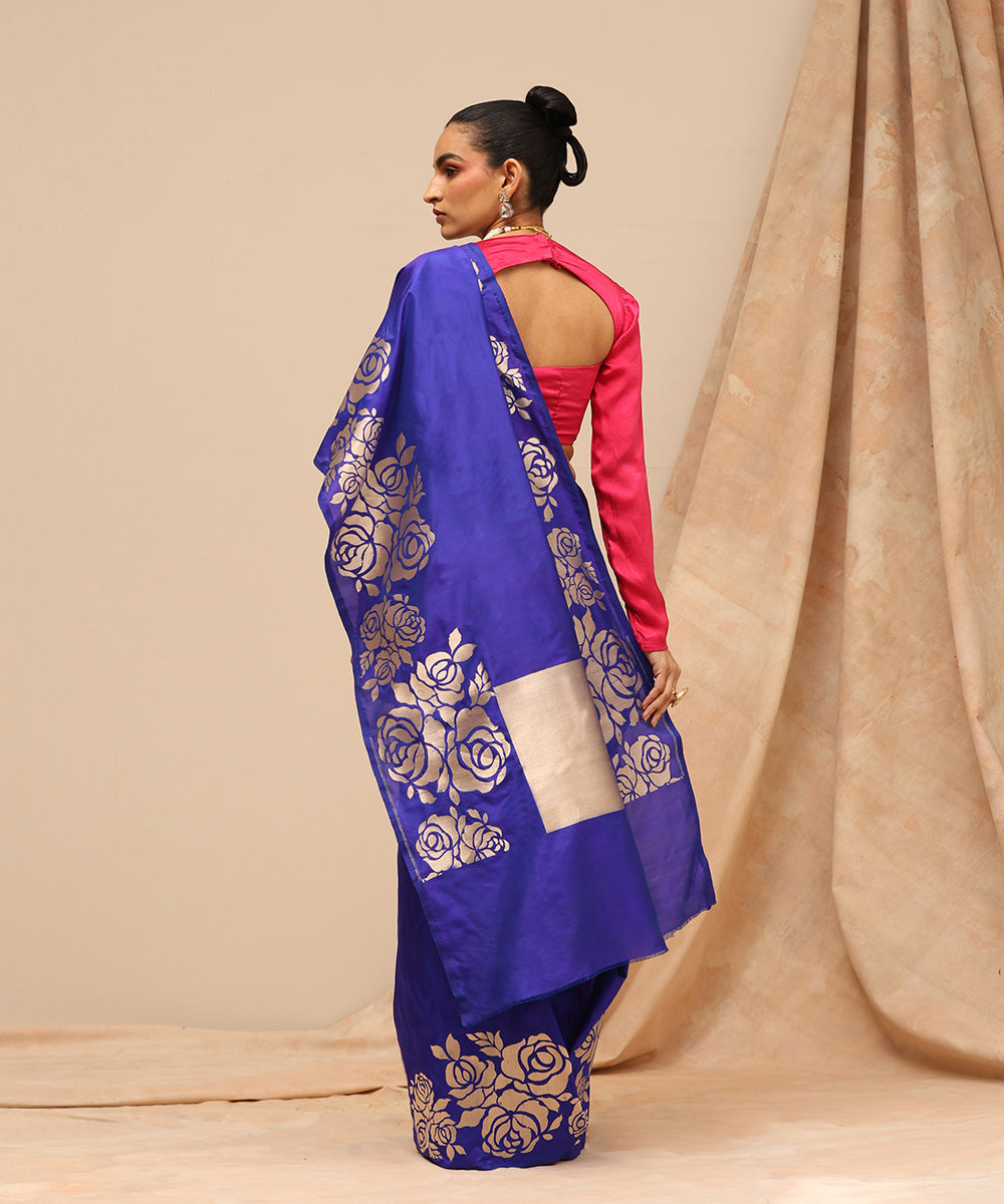 Handloom_Blue_Pure_Katan_Silk_Banarasi_Saree_With_Roses_Motifs_On_The_Border_WeaverStory_03