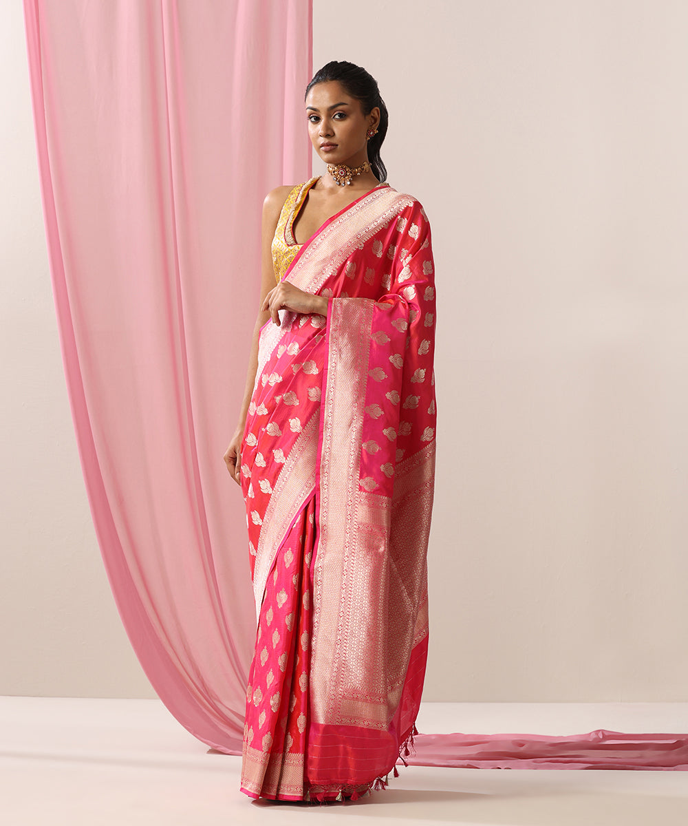 Pink_Handloom_Pure_Katan_Silk_Banarasi_Saree_With_Cutwork_Zari_Booti_WeaverStory_02