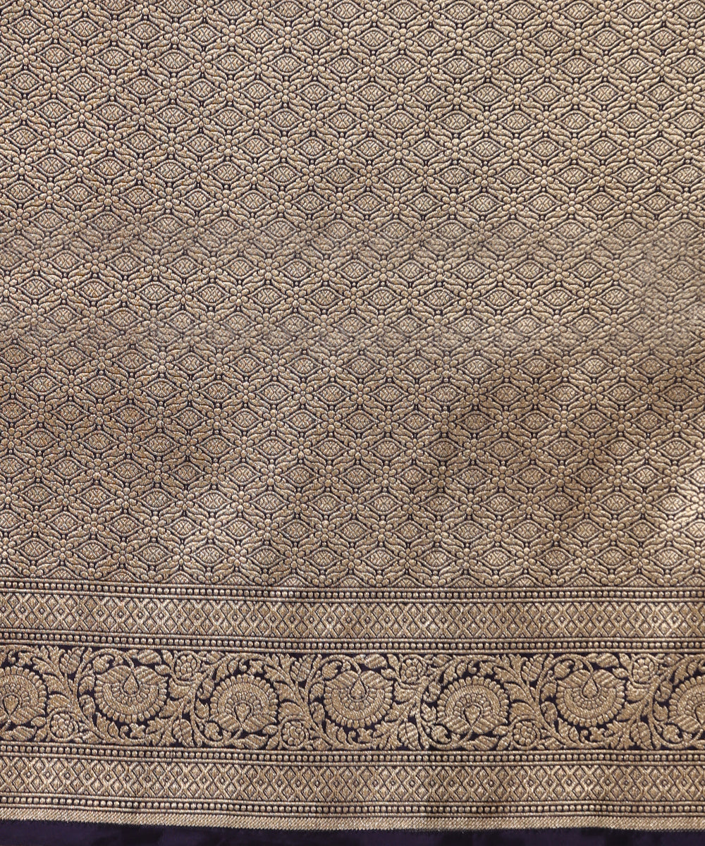 Ink_Blue_Handloom_Pure_Katan_Silk_Banarasi_Saree_With_Gold_And_Silver_Zari_Booti_WeaverStory_05