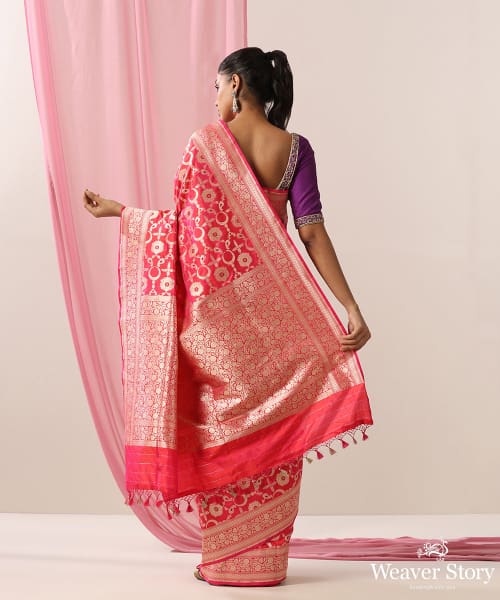 Handloom_Pink_Pure_Katan_Silk_Banarasi_Saree_With_Meenakari_Jaal_WeaverStory_03