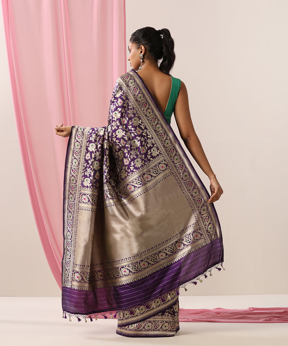 Handloom_Purple_Pure_Katan_Silk_Banarasi_Saree_With_Pink_And_Green_Meenakari_WeaverStory_03