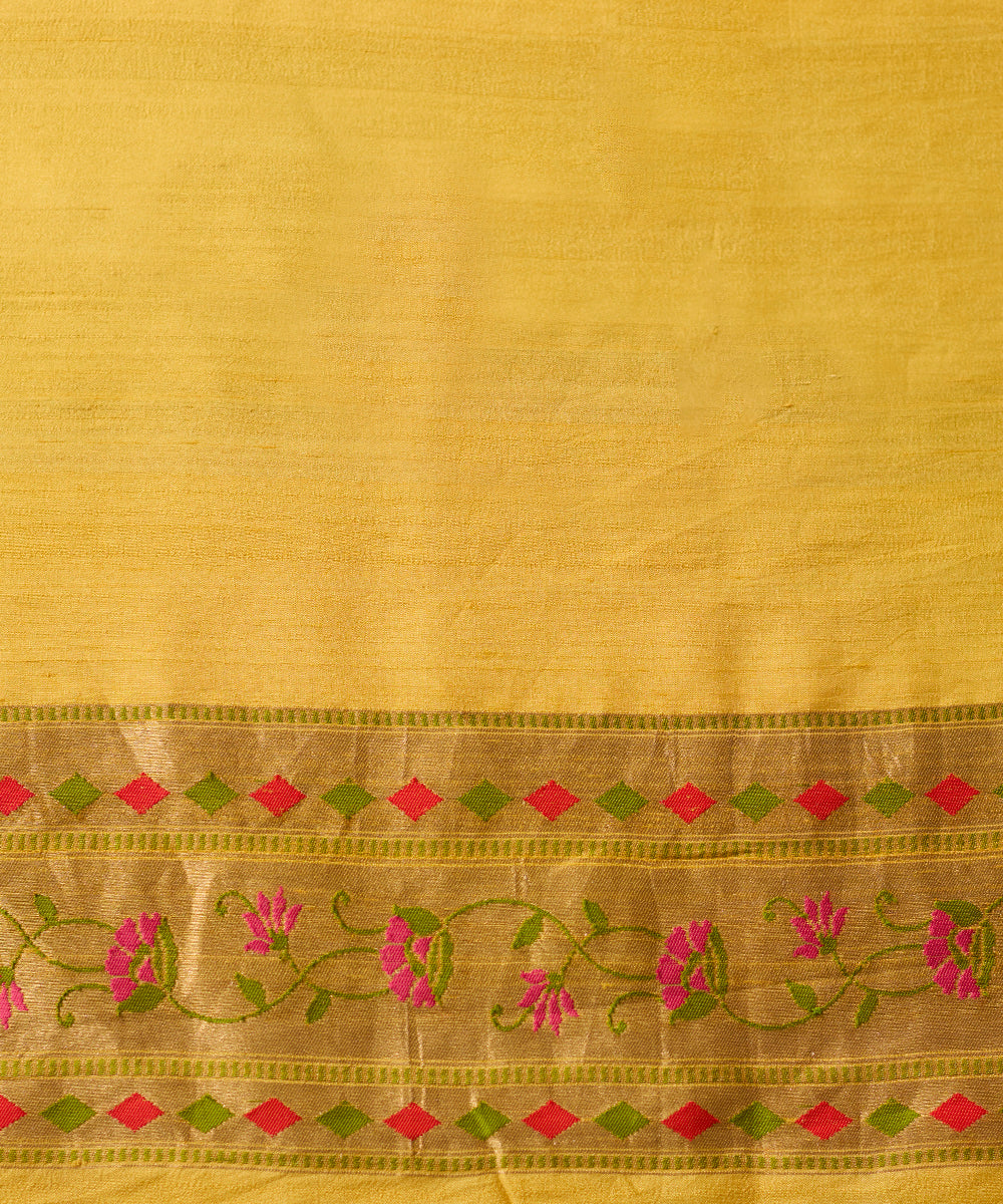 Handloom_Blue_Grey_Pure_Tussar_Georgette_Banarasi_Saree_With_Meenakari_WeaverStory_05