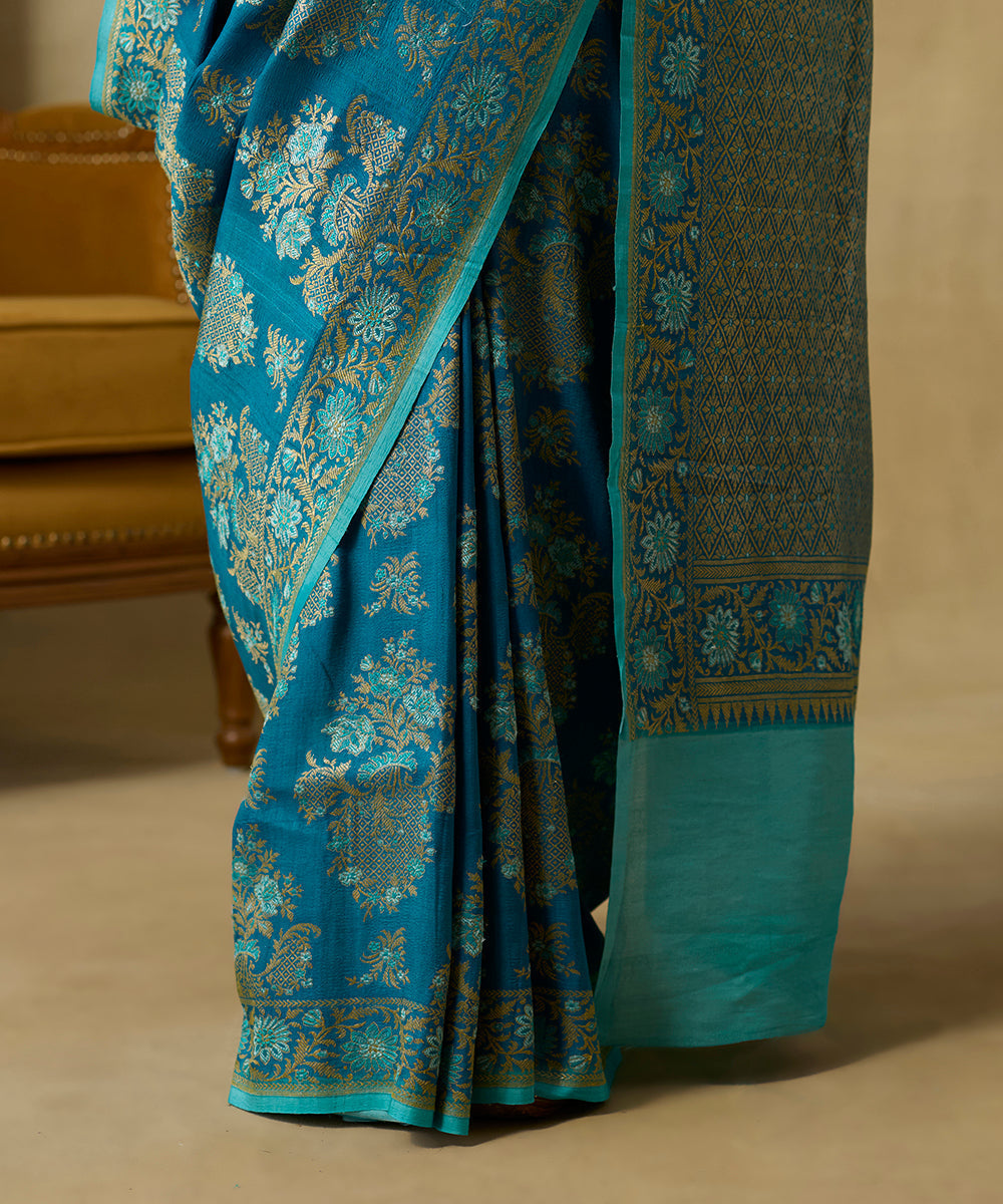 Turquoise_Blue_Handloom_Pure_Tussar_Georgette_Banarasi_Saree_With_Meenakari_WeaverStory_04