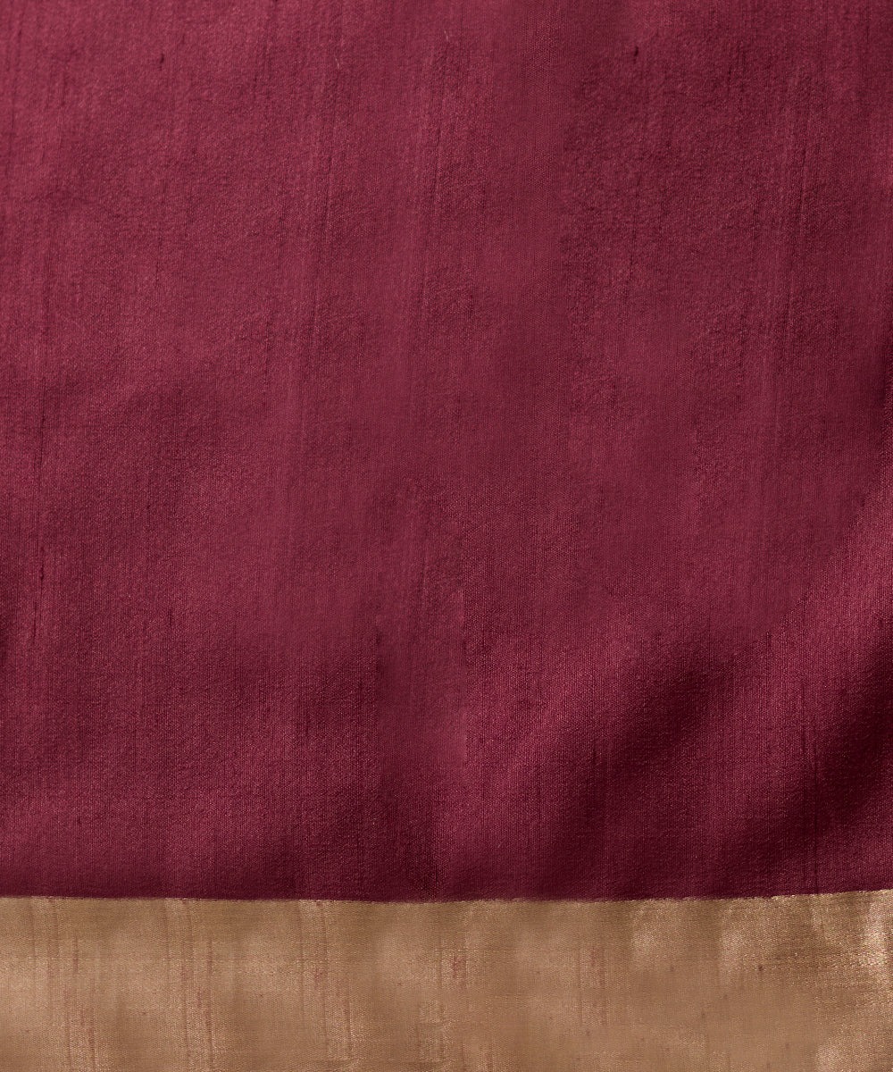 Wine_Pure_Tussar_Georgette_Banarasi_Handloom_Saree_With_Sona_Rupa_Zari_Kadhwa_Boota_WeaverStory_05