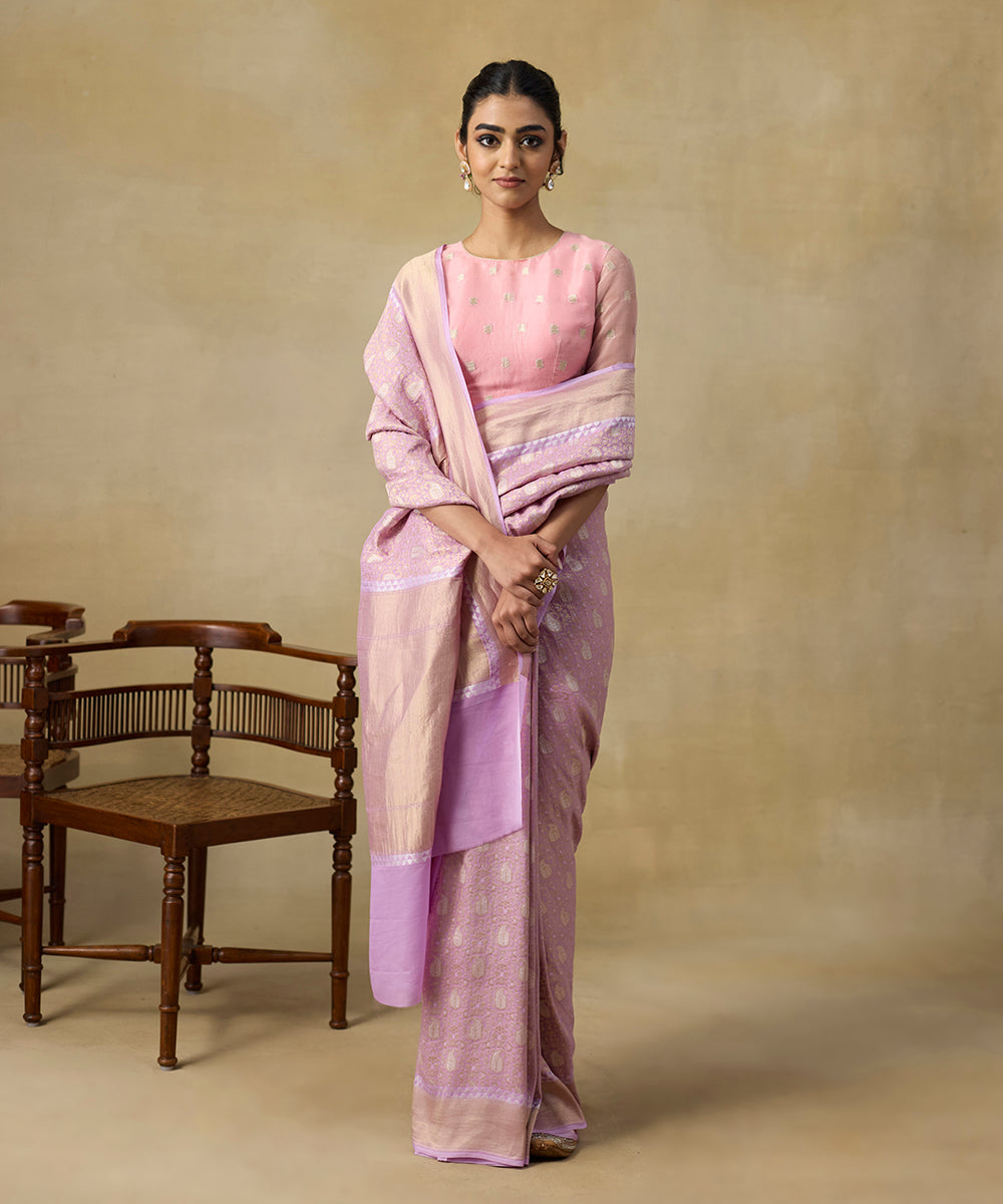 Lavender_Handloom_Pure_Georgette_Banarsai_Saree_With_Gold_And_Silver_Zari_Jaal_WeaverStory_01