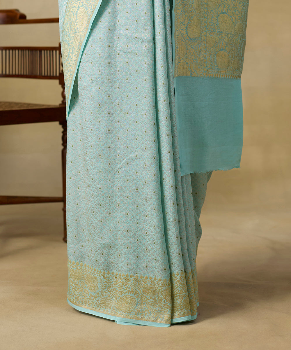 Light_Blue_Handloom_Pure_Georgette_Banarasi_Saree_With_Tanchoi_Weave_WeaverStory_04