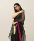 Handloom_Black_Shot_Red/Green_Plain_Pure_Cotton_Chanderi_Saree_With_Two_Tone_Border_WeaverStory_01