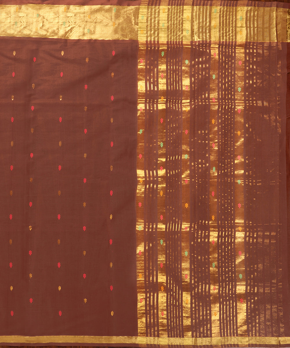 Handloom_Brown_Pure_Cotton_Silk_Venkatagiri_Revival_Saree_With_Gold_Zari_Border_WeaverStory_03