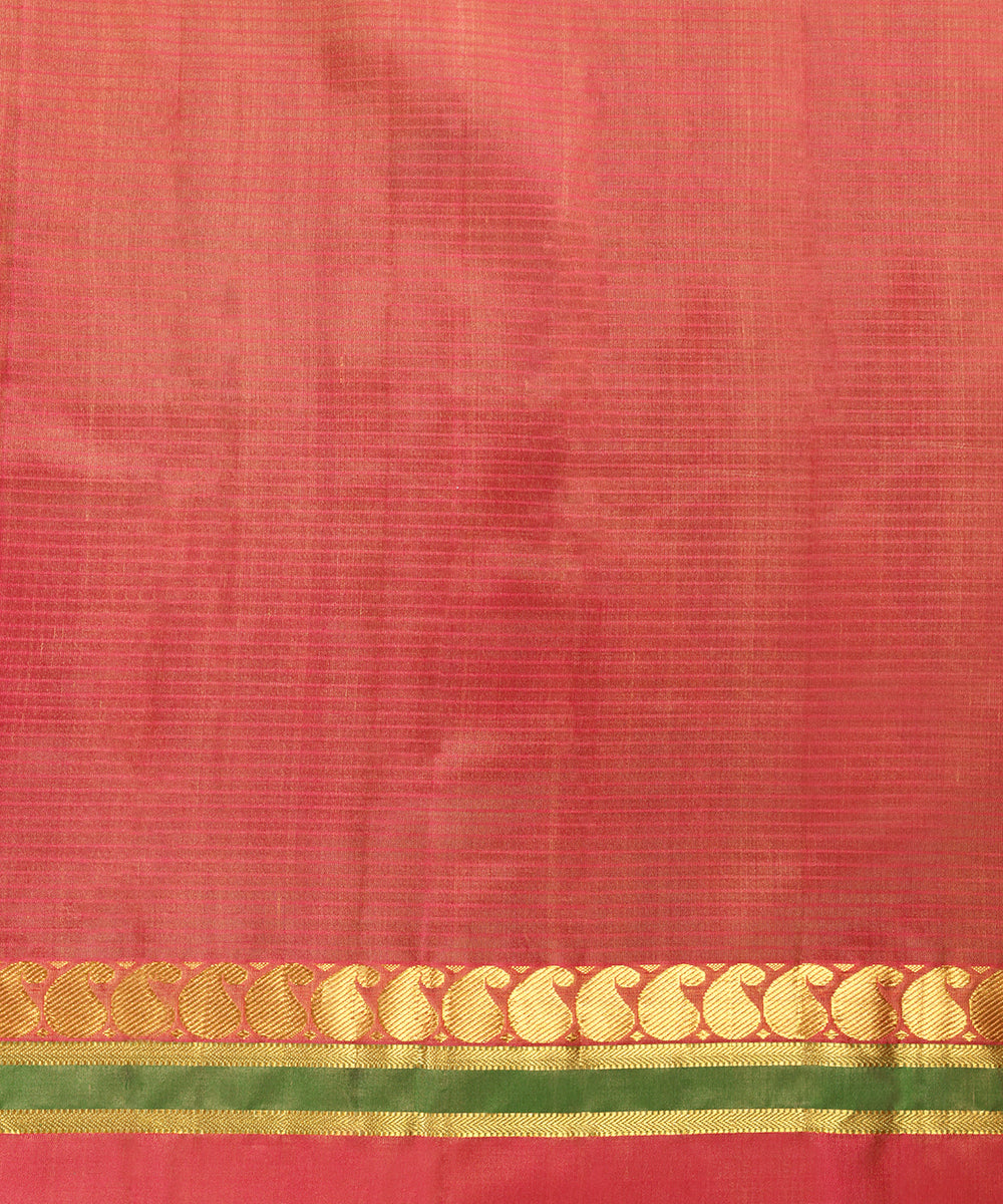 Handloom_Beige_Pure_Silk_Kanjivaram_Saree_With_Green_And_Pink_Border_WeaverStory_05