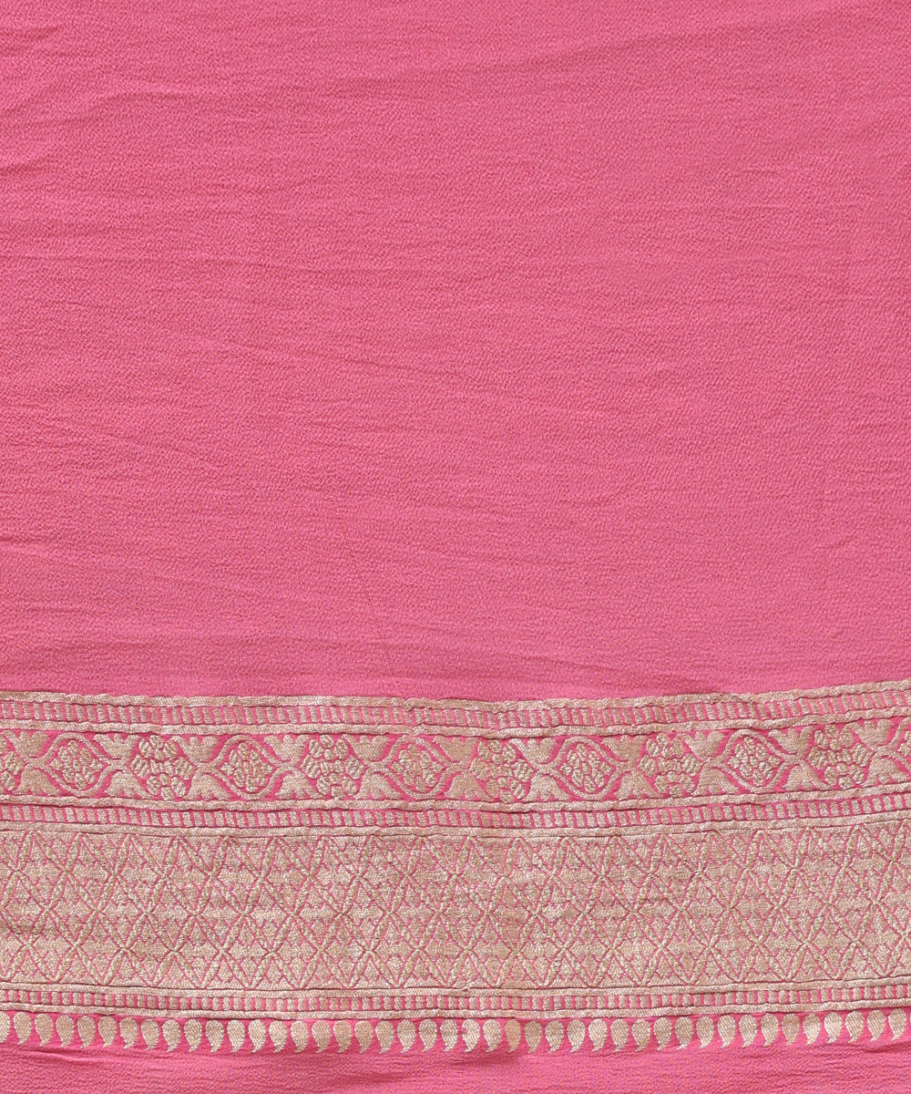 Pink_And_Blue_Handloom_Pure_Georgette_Rangkaat_Banarasi_Saree_With_Floral_Jaal_WeaverStory_05