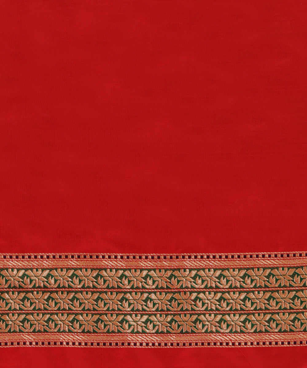 Ahilya — Red Handloom Real Zari Banarasi Kimkhab Saree in Pure Katan Silk