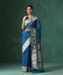 Handloom_Blue_And_Green_Dual_Tone_Pure_Kora_Silk_Banarasi_Saree_With_Sona_Rupa_Kadhwa_Small_Zari_Booti_WeaverStory_01