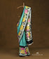 Handloom_Black_And_Ice_Blue_Pure_Mulbery_Silk_Hand_Batik_Saree_With_Flower_Motifs_On_Border_And_Pallu_WeaverStory_01