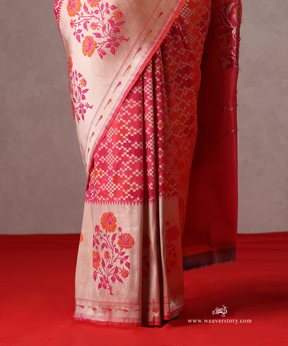 Pink_Handloom_Pure_Katan_Silk_Banarasi_Patola_Saree_With_Paithani_Border_And_Pallu_WeaverStory_04