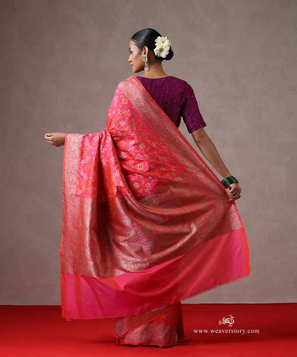 Pink_Handloom_Pure_Katan_Silk_Banarasi_Patola_Saree_WeaverStory_03