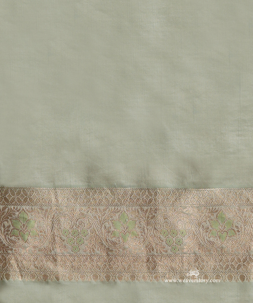 Pista_Handloom_Pure_Katan_Silk_Banarasi_Cutwork_Saree_With_Meenakari_Floral_Jaal_WeaverStory_05