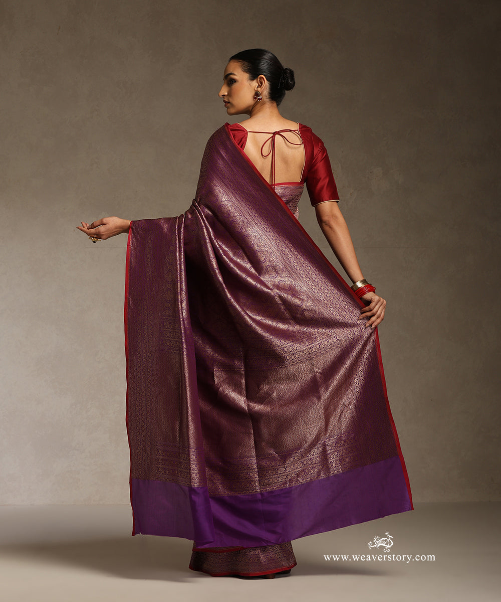Purple_Handloom_Pure_Katan_Silk_Banarasi_Saree_With_Antique_Zari_WeaverStory_03