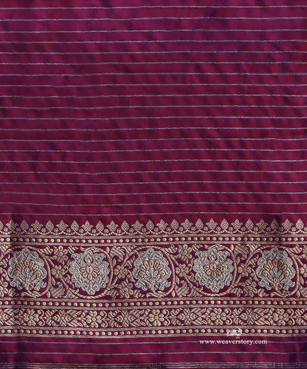 Handloom_Purple_Pure_Katan_Silk_Cutwork_Banarasi_Saree_With_Gold_Silver_Floral_Jaal_WeaverStory_05
