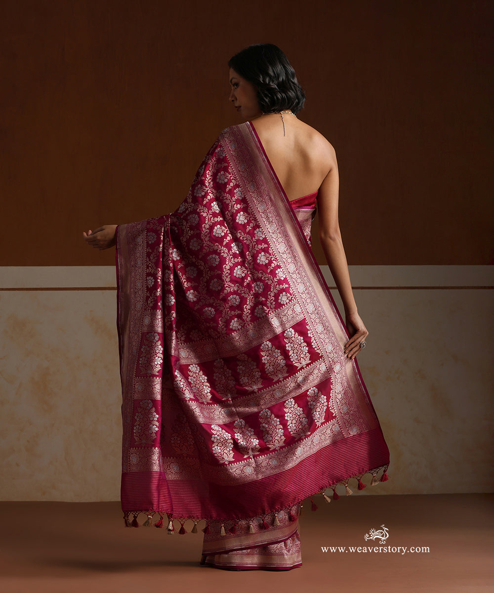 Handloom_Plum_Pure_Katan_Silk_Cutwork_Banarasi_Saree_With_Gold_Silver_Floral_Jaal_WeaverStory_03