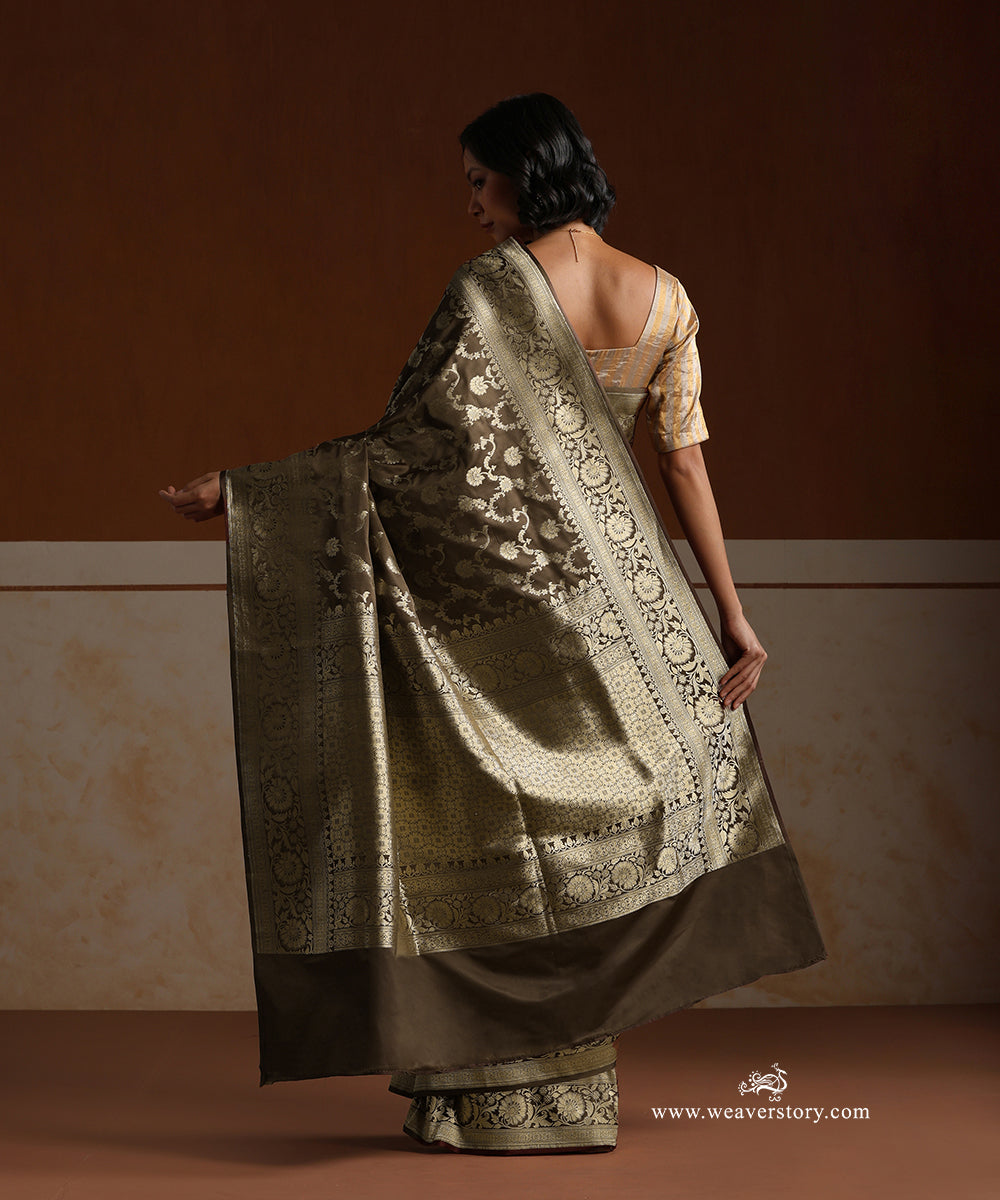 Olive_Handloom_Pure_Satin_Silk_Banarasi_Saree_With_All_Over_Cutwork_Floral_Jaal_WeaverStory_03