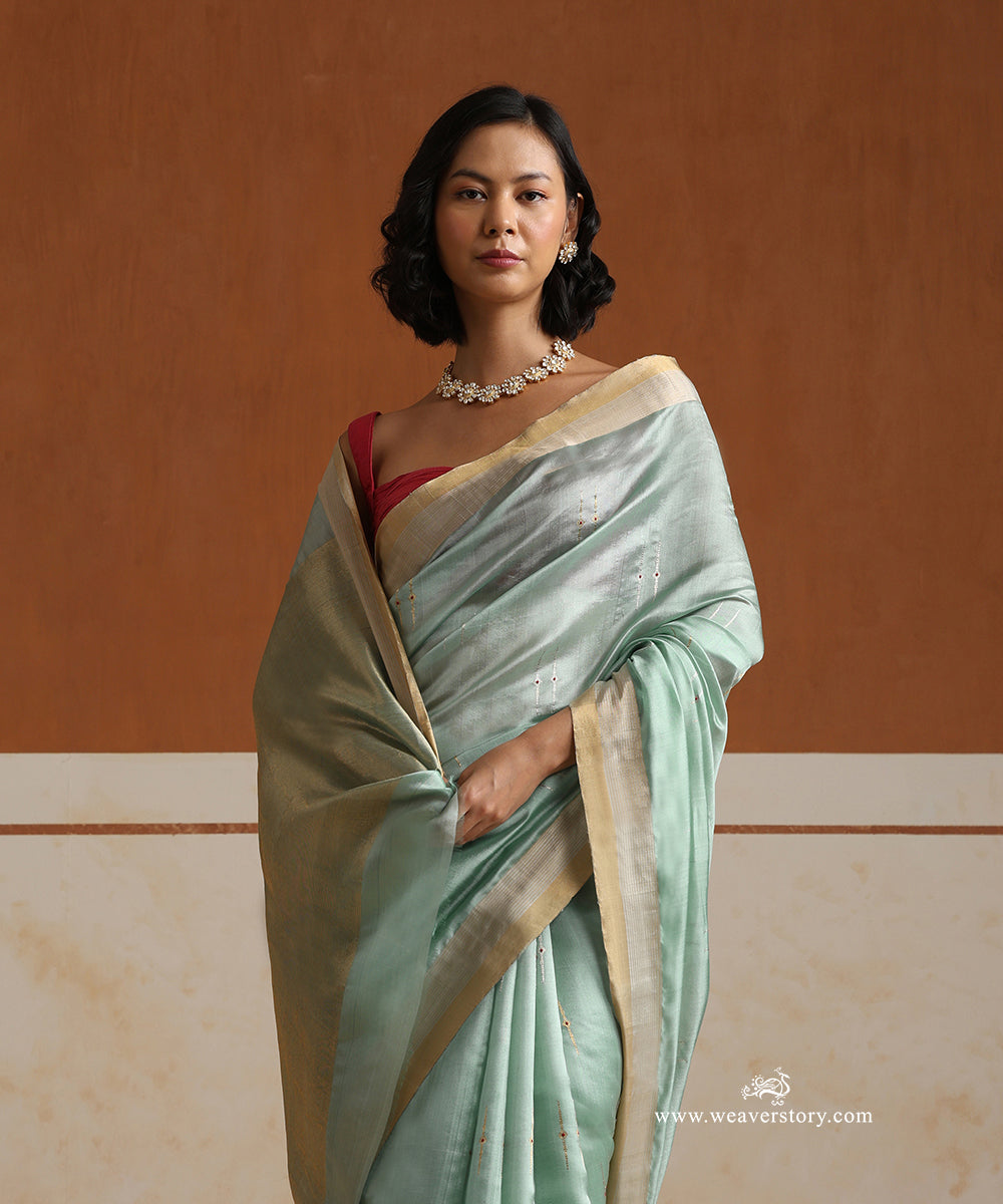 Handloom_Aqua_Blue_Pure_Silk_Chanderi_Saree_With_Red_Meena_Motifs_And_Tissue_Border_WeaverStory_02