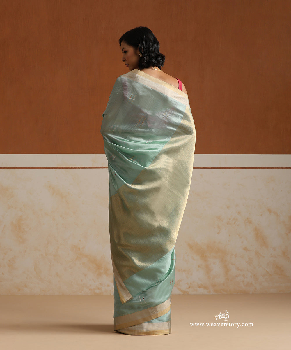 Handloom_Aqua_Blue_Pure_Silk_Chanderi_Saree_With_Red_Meena_Motifs_And_Tissue_Border_WeaverStory_03