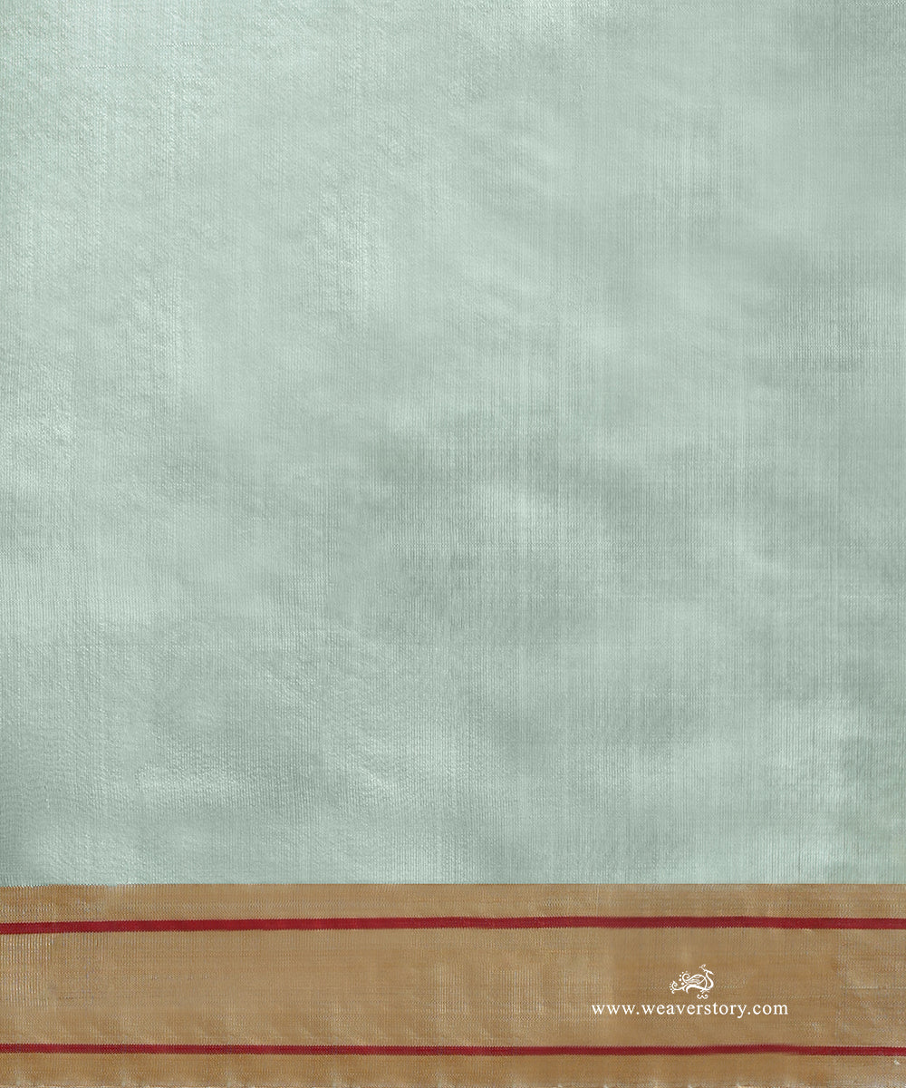 Handloom_Ice_Blue_Pure_Silk_Chanderi_Saree_With_Yellow_Meena_Flower_Motifs_And_Gold_Zari_Border_With_Maroon_Lines_WeaverStory_05