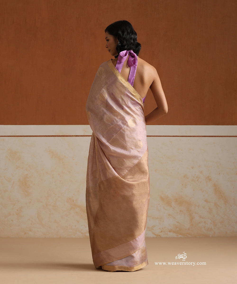 Handloom_Old_Rose_Pure_Soft_Silk_Tissue_Chanderi_Saree_With_Gold_Polka_Boota_WeaverStory_03