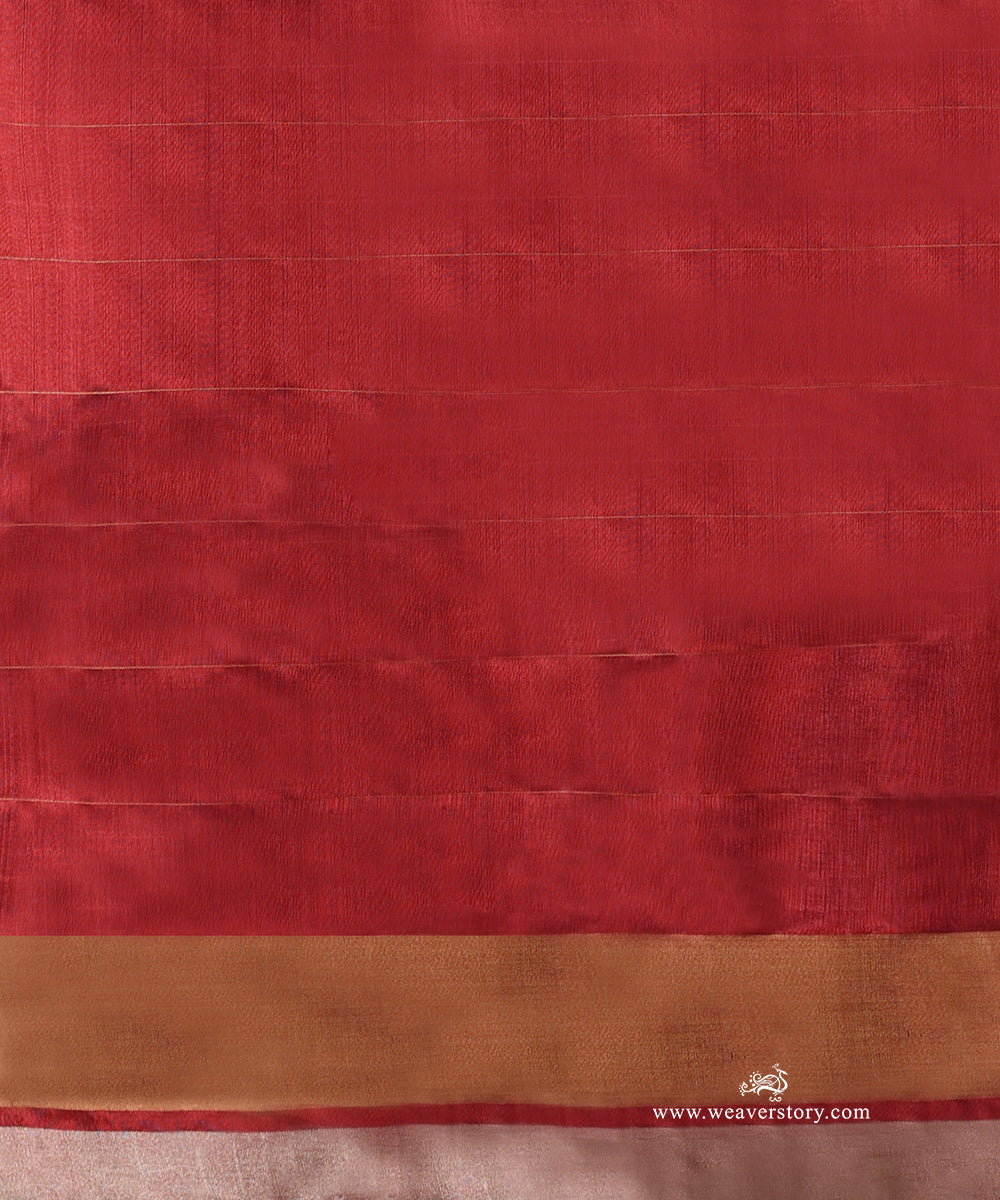 Handloom_Rust_Pure_Soft_Silk_Chanderi_Saree_With_Tulip_Boota_WeaverStory_05