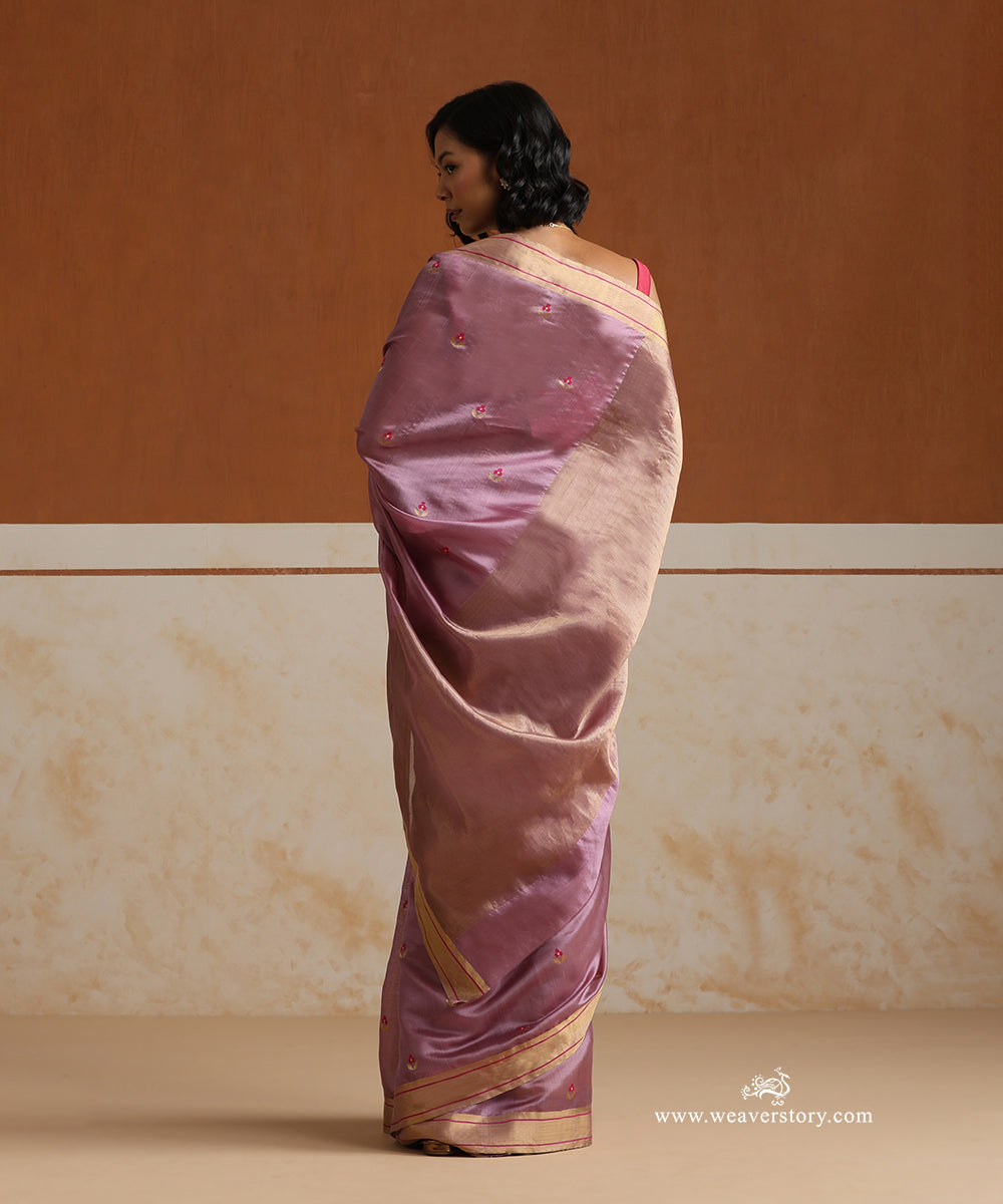 Lavender_Handloom_Pure_Soft_Silk_Chanderi_Saree_With_Pink_Meena_Boota_WeaverStory_03
