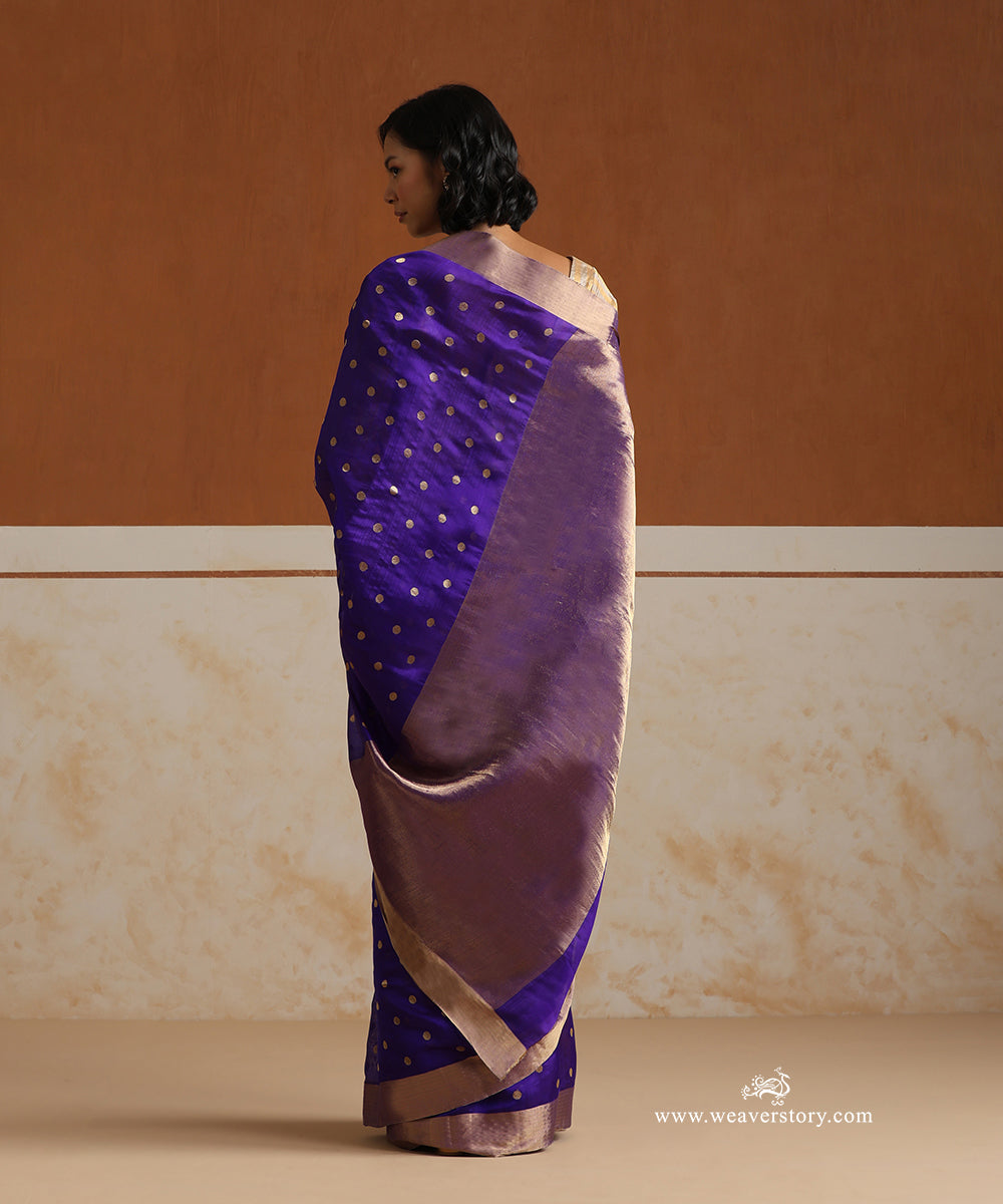 Handloom_Purple_Pure_Silk_Chanderi_Saree_With_Gold_Polka_Dots_WeaverStory_03