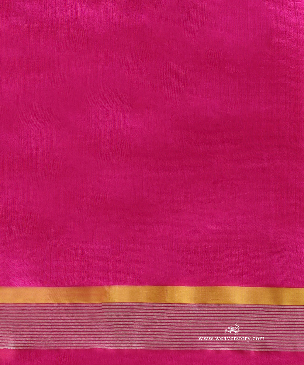 Handloom_Hot_Pink_Pure_Silk_Chanderi_Saree_With_Flowers_Boota_And_Yellow_Meena_WeaverStory_05