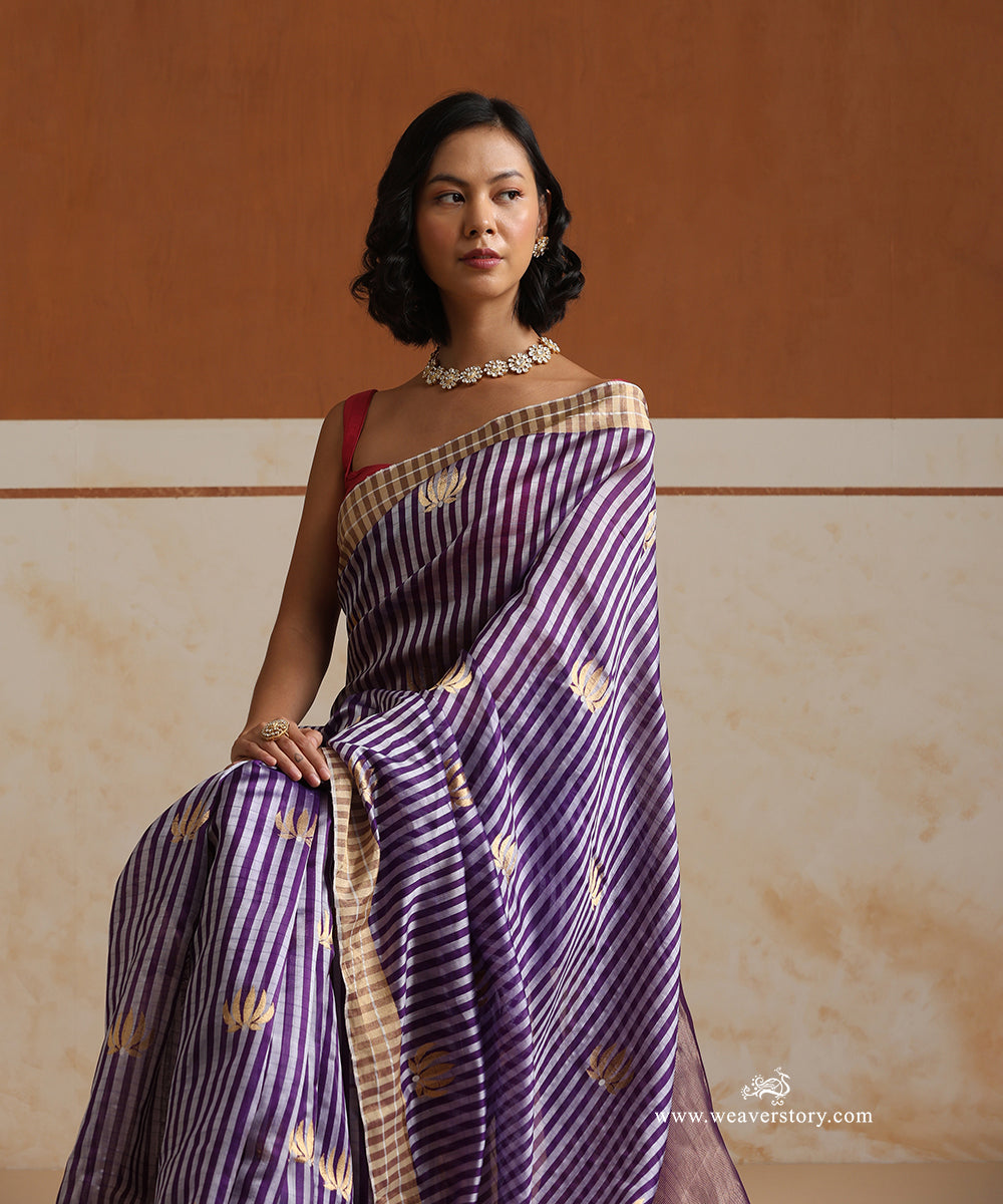 Handloom_Purple_Pure_Soft_Silk_Chanderi_Saree_Lotus_Motif_WeaverStory_01
